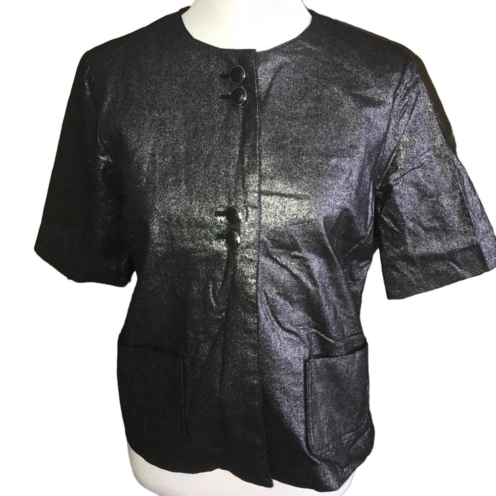 KENAR SHIMMERY BLACK TIMELESS CHIC VERSATILE TOP SIZE 8